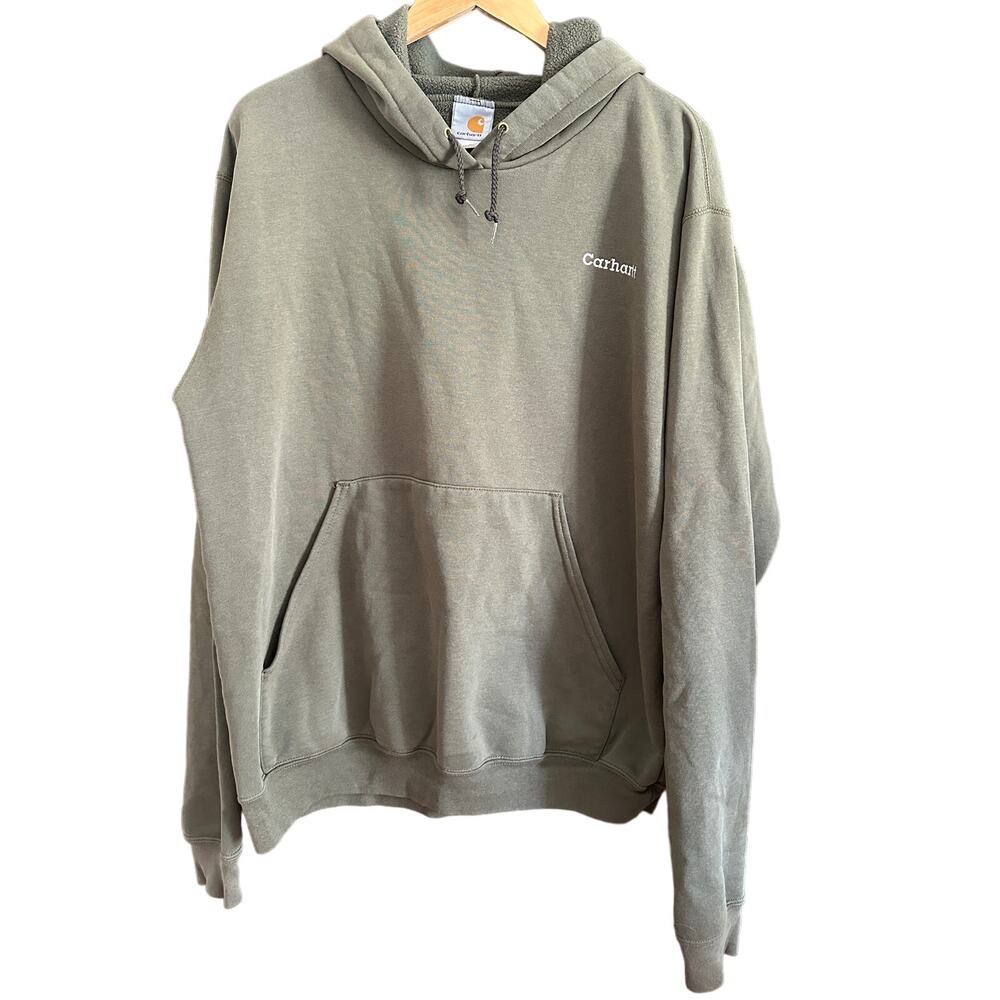 CARHARTT | Vintage Olive Green Hooded Sweatshirt | Size XL